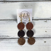 DAISY -  Leather Earrings  ||   <BR> RUST PALMS, <BR>PEARLIZED BROWN, <BR> SHIMMER COPPER ON TOAST