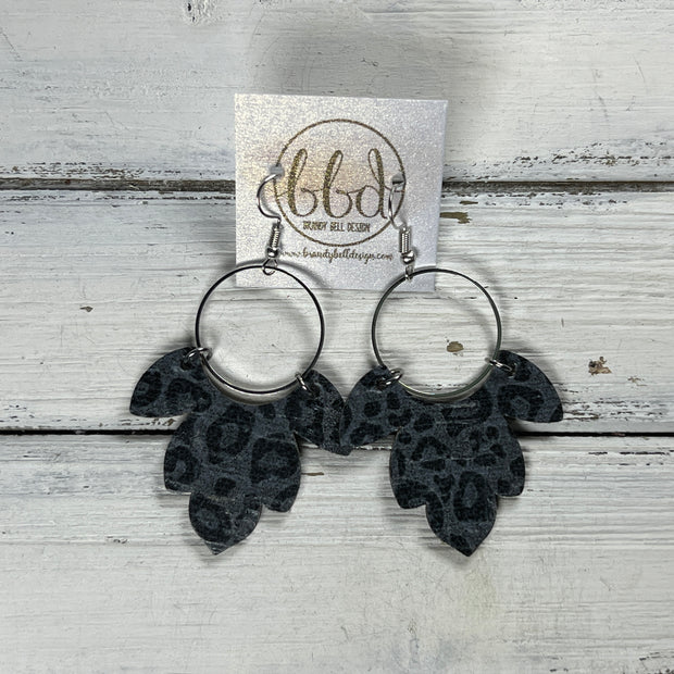 IVY *Limited Edition* COLLECTION ||  <BR> CORK EARRINGS <BR> BLACK & GRAY ANIMAL PRINT CORK