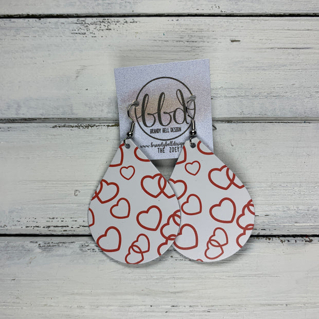 ZOEY (3 sizes available!) -  Leather Earrings  ||   HEART OUTLINES ON WHITE