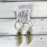 SUEDE + STEEL *Limited Edition* COLLECTION || <br> HOOP WITH BULLET POINT || <br> YELLOW QUARTZ AVENTURINE