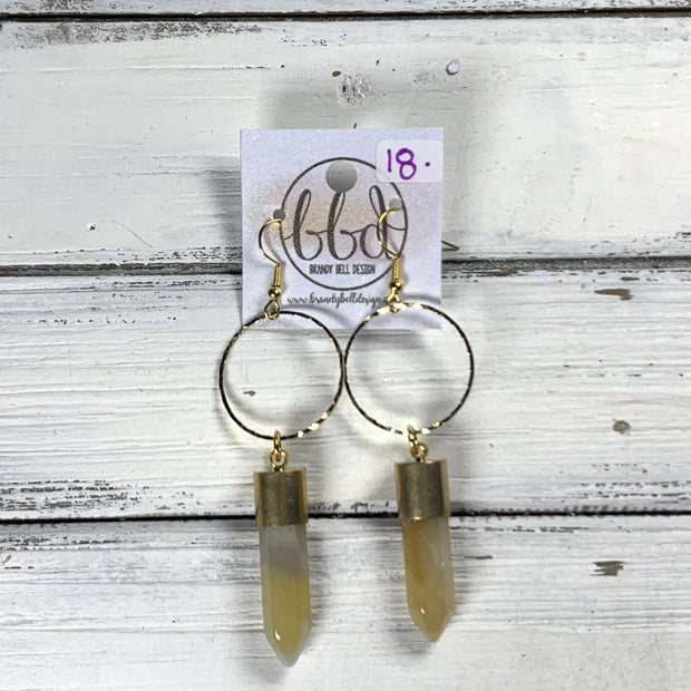 SUEDE + STEEL *Limited Edition* COLLECTION || <br> HOOP WITH BULLET POINT || <br> YELLOW QUARTZ AVENTURINE