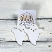 GHOST -  Leather Earrings  ||   <BR> MATTE WHITE (FAUX LEATHER) GHOST *LIMITED SUPPLY!