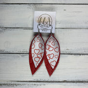 ALLIE -  Leather Earrings  || HEART OUTLINE, <BR> RED BRAIDED