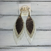 INDIA - Leather Earrings   ||  <BR>  METALLIC ROSE GOLD SMOOTH,  <BR> IVORY WITH ROSE GOLD HATCHING, <BR> PEARL WHITE