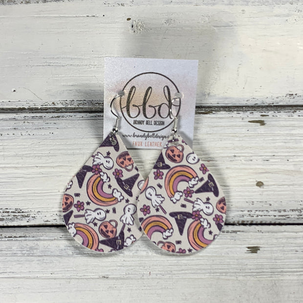 ZOEY (3 sizes available!) -  Leather Earrings  || HALLOWEEN RAINBOWS (FAUX LEATHER)