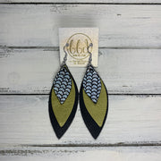 DOROTHY - Leather Earrings  ||  <BR> SILVER MERMAID, <BR> YELLOW OCHRE, <BR> MATTE BLACK