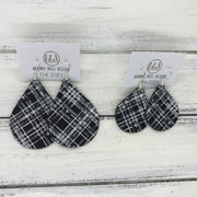 ZOEY (3 sizes available!) -  Leather Earrings  ||   BLACK & WHITE PLAID