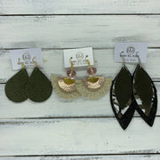 SUEDE + STEEL *OOAK* COLLECTION || Leather Earrings || <BR> VINTAGE SHIMMER PINK, <BR> PEARL WHITE