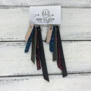 AUDREY - Leather Earrings  ||   METALLIC ROSE GOLD SMOOTH, DARK TEAL GLITTER, OLIVE GREEN, MULBERRY GLITTER, MATTE BLACK