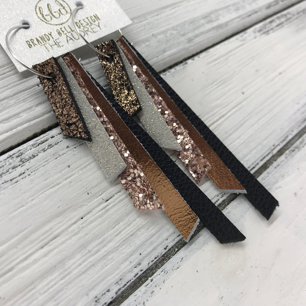 AUDREY - Leather Earrings  ||  SHIMMER COPPER, SHIMMER ROSE GOLD, ROSE GOLD GLITTER, METALLIC COPPER, MATTE BLACK