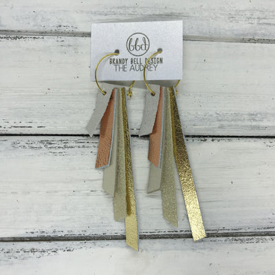 AUDREY - Leather Earrings  ||  SHIMMER ROSE GOLD, METALLIC COPPER, METALLIC CHAMPAGNE, SHIMMER GOLD, METALLIC GOLD