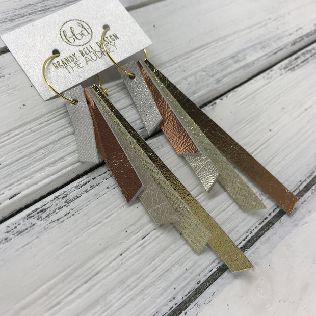 AUDREY - Leather Earrings  ||  SHIMMER ROSE GOLD, METALLIC COPPER, METALLIC CHAMPAGNE, SHIMMER GOLD, METALLIC GOLD