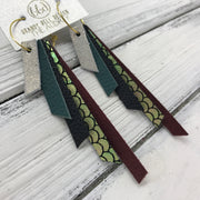 AUDREY - Leather Earrings  ||  SHIMMER ROSE GOLD, MATTE SPRUCE GREEN, MATTE BLACK, PINK/GREEN MERMAID, MATTE BURGUNDY