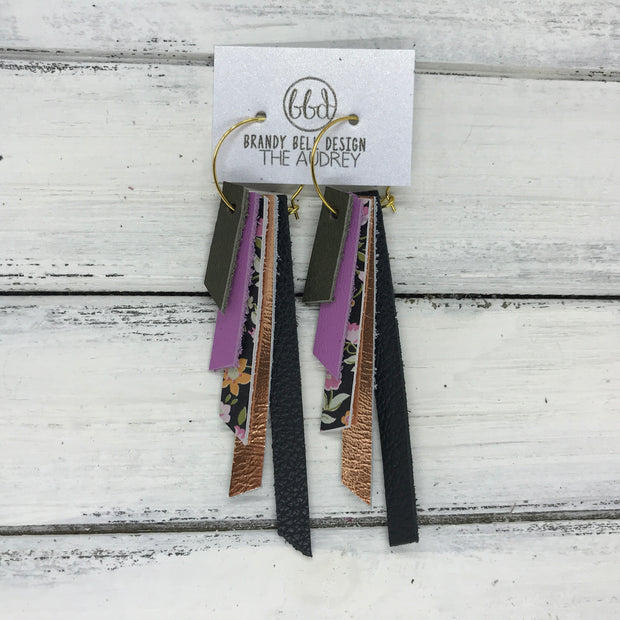 AUDREY - Leather Earrings  ||  OLIVE GREEN, MATTE MAUVE, MINI FLORAL ON BLACK, METALLIC COPPER, MATTE BLACK