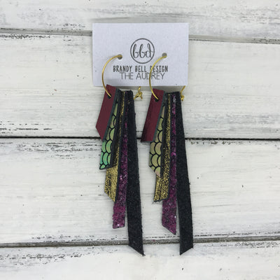 AUDREY - Leather Earrings  ||  METALLIC CRANBERRY, PINK/GREEN MERMAID, METALLIC GOLD, MULBERRY GLITTER, SHIMMER BLACK