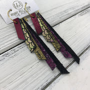 AUDREY - Leather Earrings  ||  METALLIC CRANBERRY, PINK/GREEN MERMAID, METALLIC GOLD, MULBERRY GLITTER, SHIMMER BLACK