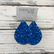 ZOEY (3 sizes available!) -  GLITTER ON CANVAS Earrings  (not leather)  || ROYAL BLUE GLITTER