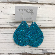 ZOEY (3 sizes available!) -  GLITTER ON CANVAS Earrings  (not leather)  || TEAL GLITTER