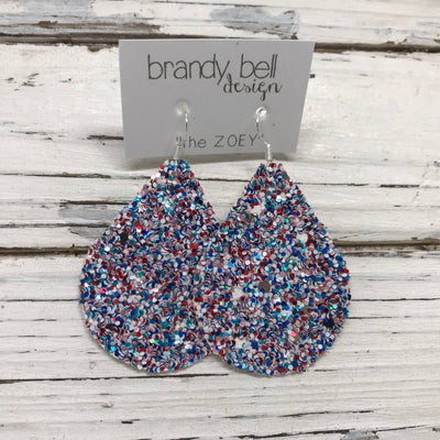 ZOEY (3 sizes available!) -  GLITTER ON CANVAS Earrings  (not leather)  || AMERICANA GLITTER