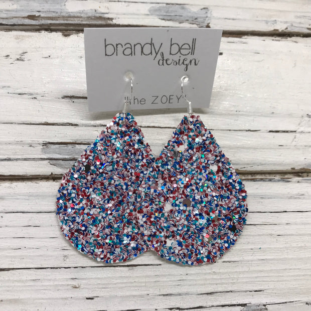 ZOEY (3 sizes available!) -  GLITTER ON CANVAS Earrings  (not leather)  || AMERICANA GLITTER