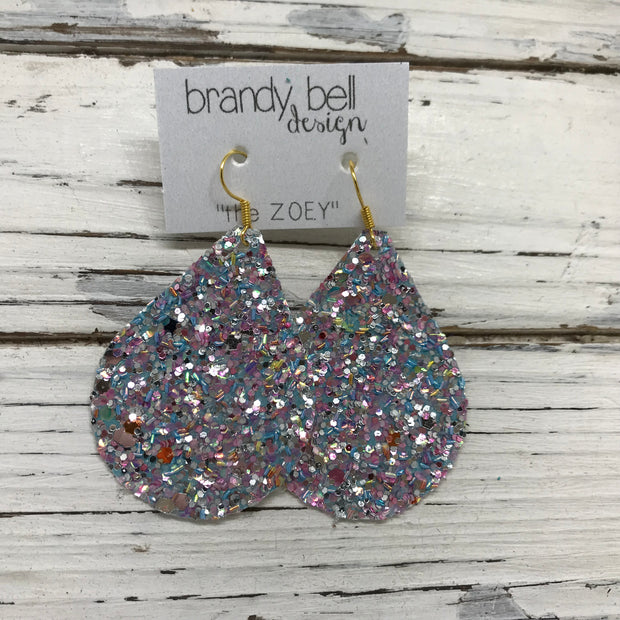 ZOEY (3 sizes available!) -  GLITTER ON CANVAS Earrings  (not leather)  || UNICORN SPRINKLES GLITTER