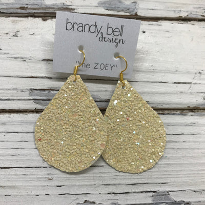 ZOEY (3 sizes available!) -  GLITTER ON CANVAS Earrings  (not leather)  || IVORY/BUTTERCREAM GLITTER
