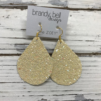 ZOEY (3 sizes available!) -  GLITTER ON CANVAS Earrings  (not leather)  || IVORY/BUTTERCREAM GLITTER