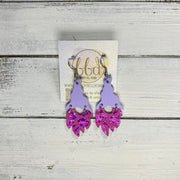 GNOME -  Leather Earrings  ||   <BR> MATTE LILAC, <BR> METALLIC HOT PINK LEOPARD