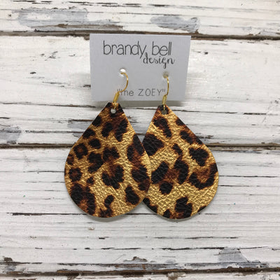 ZOEY (3 sizes available!) - Leather Earrings  ||  METALLIC CHEETAH