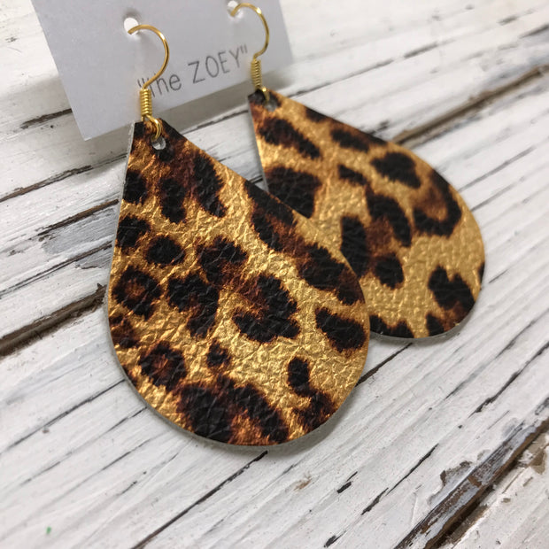 ZOEY (3 sizes available!) - Leather Earrings  ||  METALLIC CHEETAH