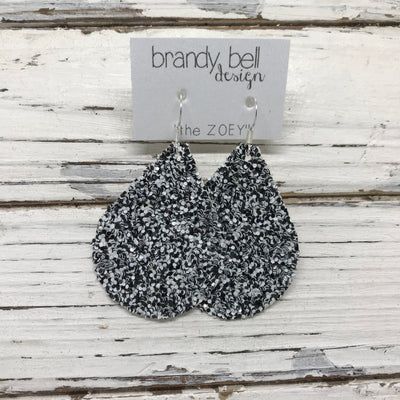 ZOEY (3 sizes available!) -  GLITTER ON CANVAS Earrings  (not leather)  ||  STATIC BLACK & WHITE GLITTER