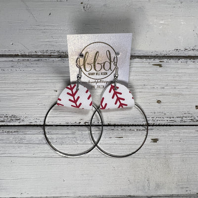 JULIA - Leather Earrings OR Necklace ||   BASEBALL THREADS (FAUX LEATHER) (* 3 options available)