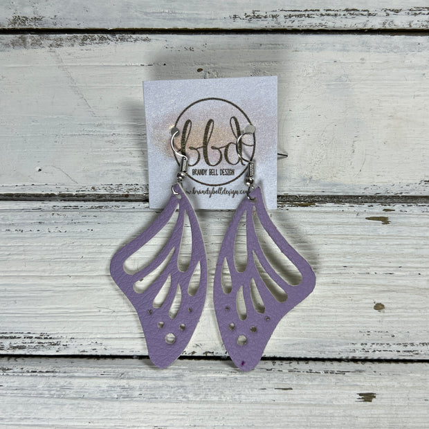 BUTTERFLY WINGS -  Earrings  ||   <BR> FAUX LEATHER <BR> LAVENDER