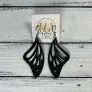 BUTTERFLY WINGS -  Earrings  ||   <BR> FAUX LEATHER <BR> MATTE BLACK