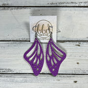 BUTTERFLY WINGS -  Earrings  ||   <BR> FAUX LEATHER <BR> MATTE FUCHSIA