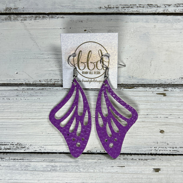 BUTTERFLY WINGS -  Earrings  ||   <BR> FAUX LEATHER <BR> MATTE FUCHSIA