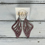 BUTTERFLY WINGS -  Earrings  ||   <BR> THICK CORK ON LEATHER <BR> ROSE GOLD GLITTER (FINE)