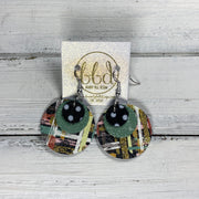 GRAY - Leather Earrings  ||    <BR> BLACK & WHITE POLKADOT, <BR> SHIMMER MINT GREEN, <BR> FALL ABSTRACT BRUSHSTROKES