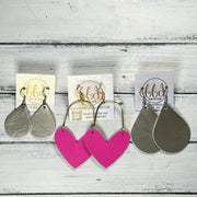 ARCHED HEARTS -  Leather Earrings  ||   <BR> SHIMMER ROSE GOLD