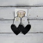 ARCHED HEARTS -  Leather Earrings  ||   <BR> SHIMMER BLACK