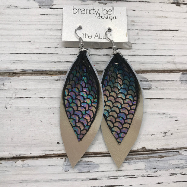 ALLIE -  Leather Earrings  || METALLIC ANTIQUE MERMAID, METALLIC CHAMPAGNE