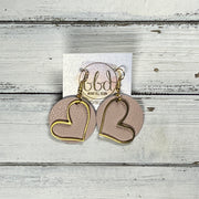 METAL HEARTS -  Leather Earrings  ||   <BR> MATTE BLUSH PINK