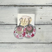 GRAY -  Leather Earrings  ||   <BR> MATTE LIGHT PINK, <BR>METALLIC CHAMPAGNE SMOOTH, <BR> MULTICOLOR HEARTS