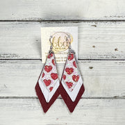 COLLEEN -  Leather Earrings  ||   <BR> RED HEARTS GLITTER (FAUX LEATHER), <BR> MATTE WHITE, , <BR> MATTE RED
