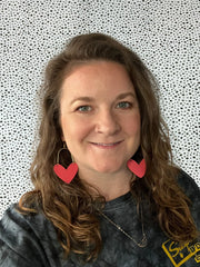 ARCHED HEARTS -  Leather Earrings  ||   <BR> MATTE NEON PINK