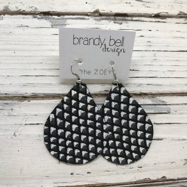 ZOEY (3 sizes available!) - Leather Earrings  ||  BLACK & WHITE MATTE MERMAID