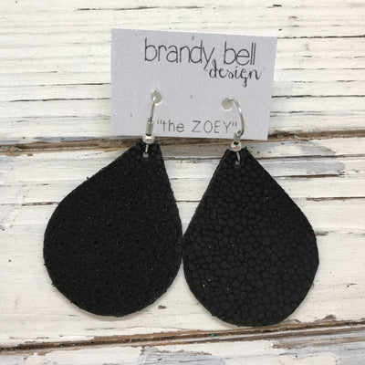 ZOEY (3 sizes available!) - Leather Earrings  ||  BLACK WITH GLOSS DOTS