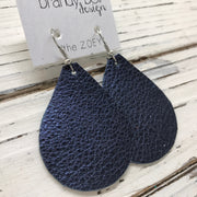 ZOEY (3 sizes available!) - Leather Earrings  ||  METALLIC NAVY BLUE TEXTURE