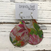ZOEY (3 sizes available!) - Leather Earrings  ||   METALLIC TROPICAL FLORAL