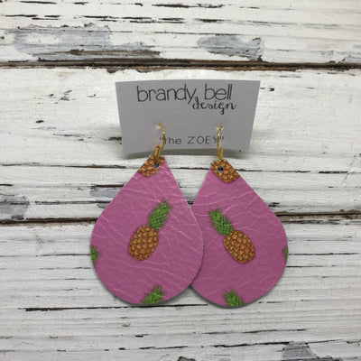 ZOEY (3 sizes available!) -  Leather Earrings  ||  PINK PINEAPPLE